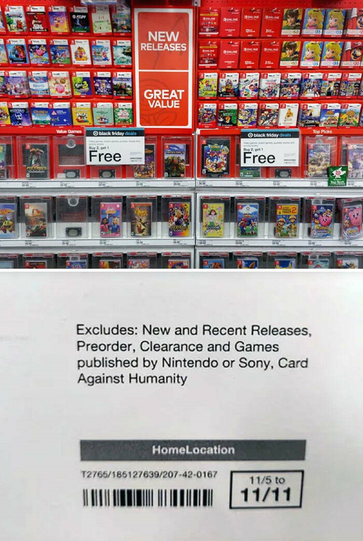 "Target Has These Up All Over Their Electronics Section. Guess Which Games Are Specifically Excluded From The Offer"