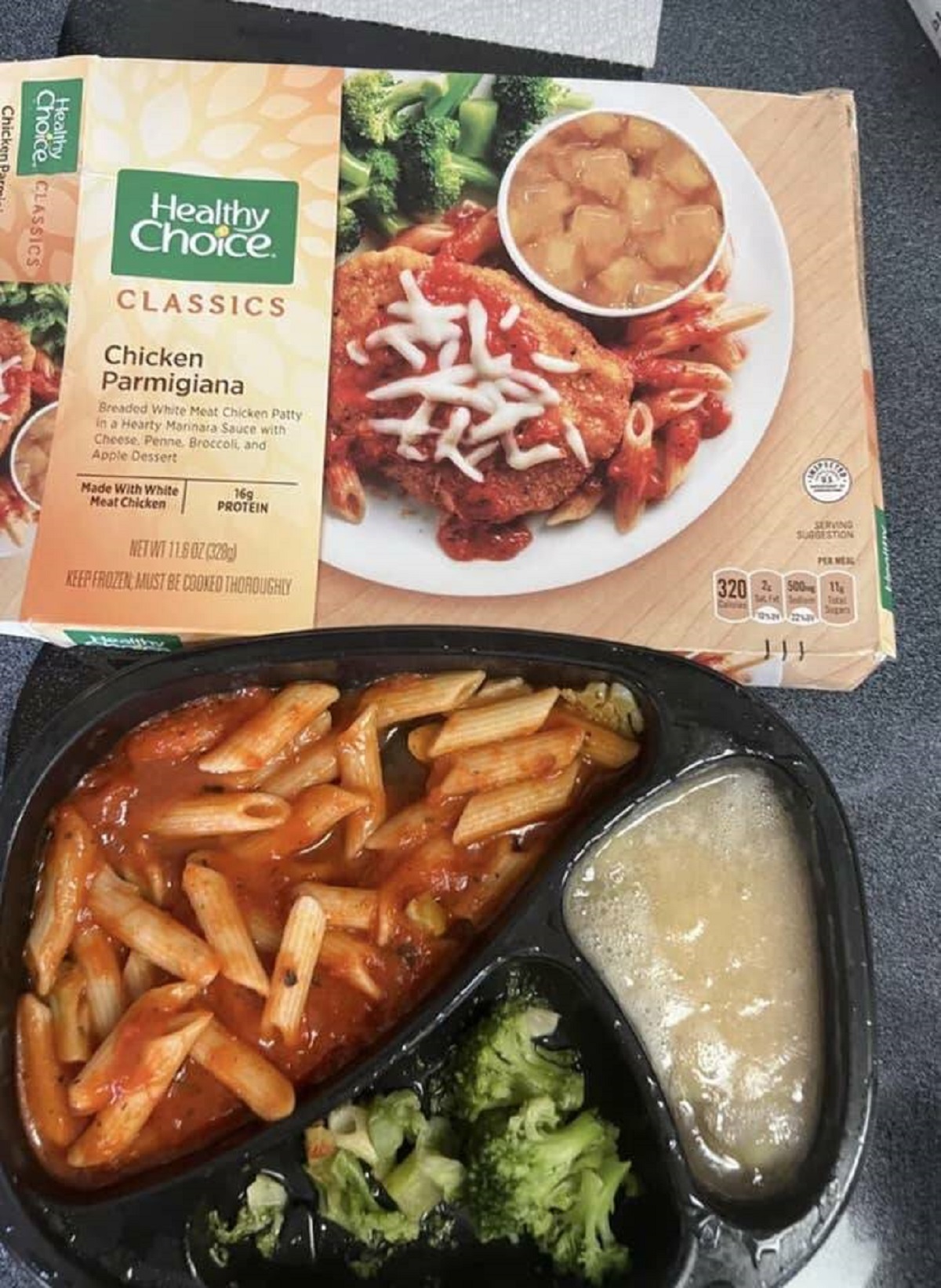 This person who forgot to pack a whole piece of chicken in this frozen dinner: