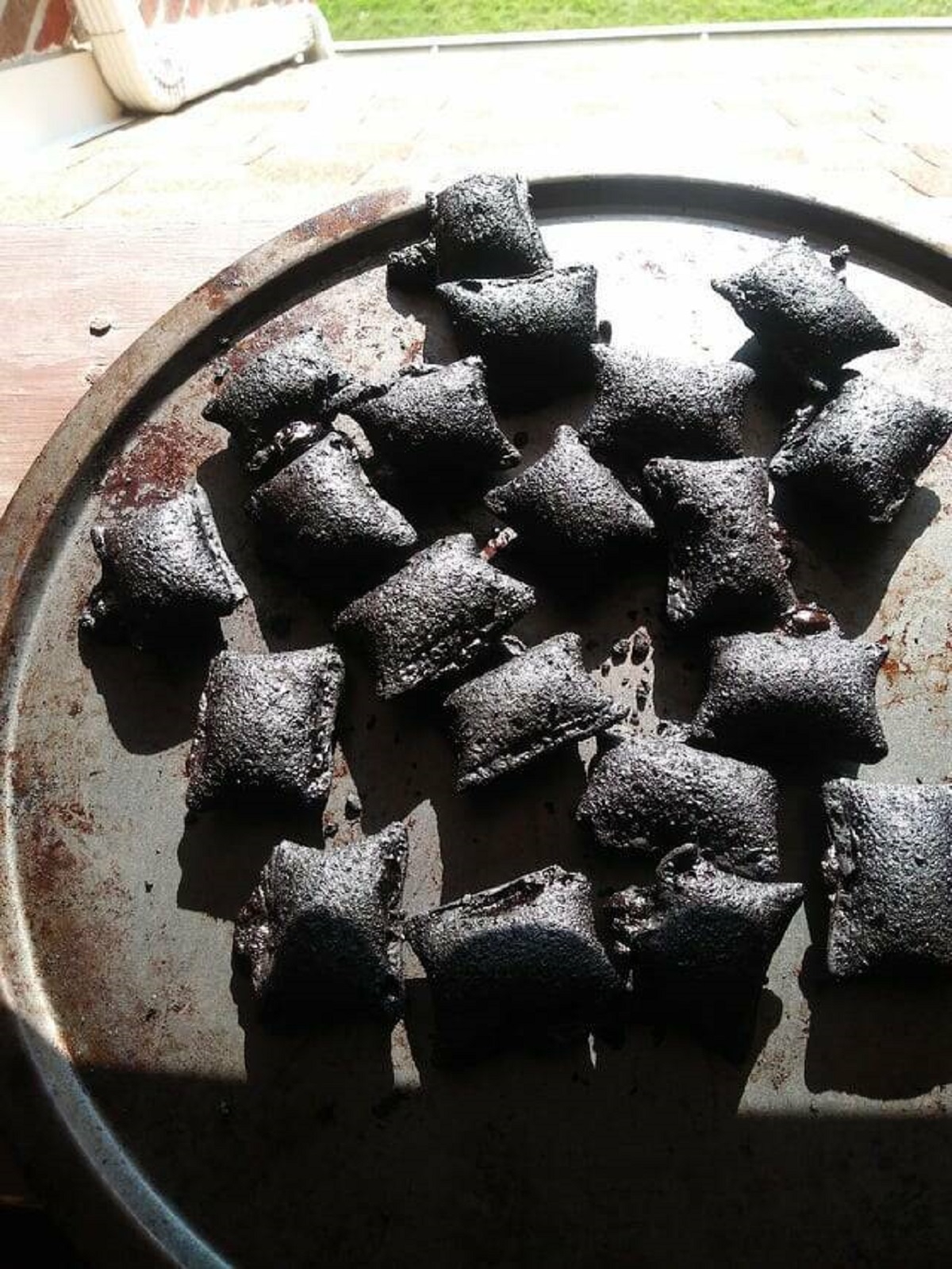 "I turned my pizza rolls into charcoal briquettes"