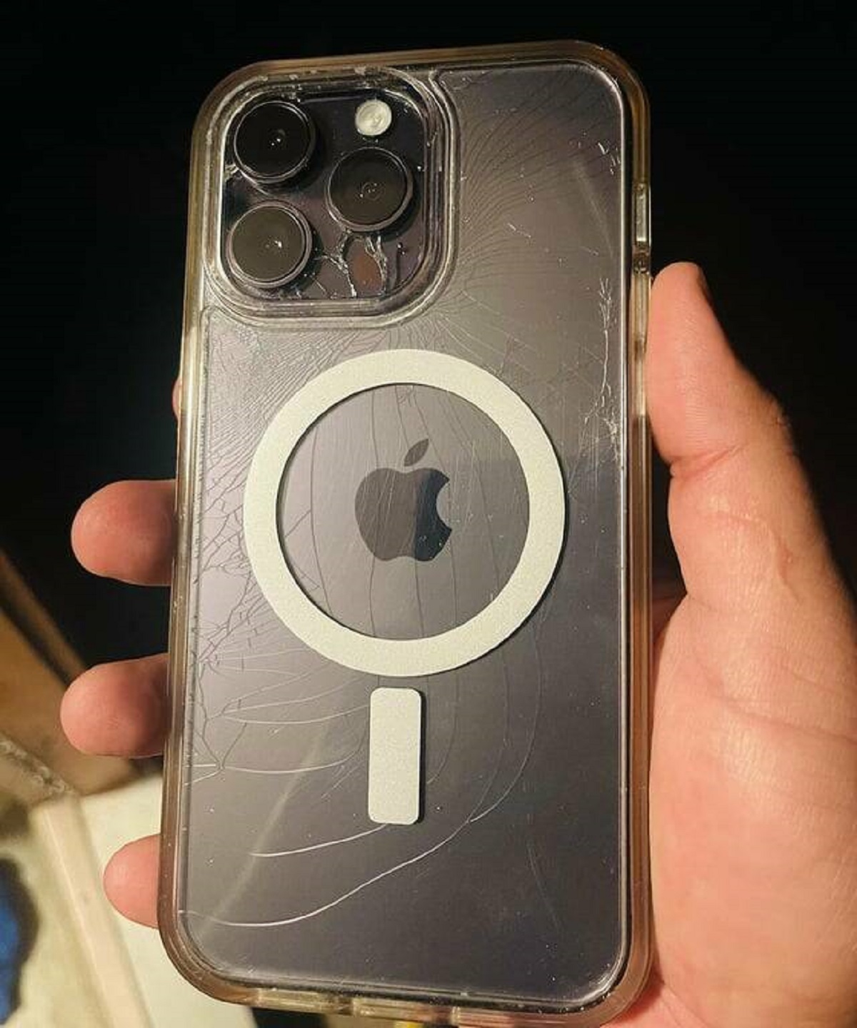 "Dropped my phone while using it as a flashlight. I’m surprised at how much it cracked given it fell from such a low height"