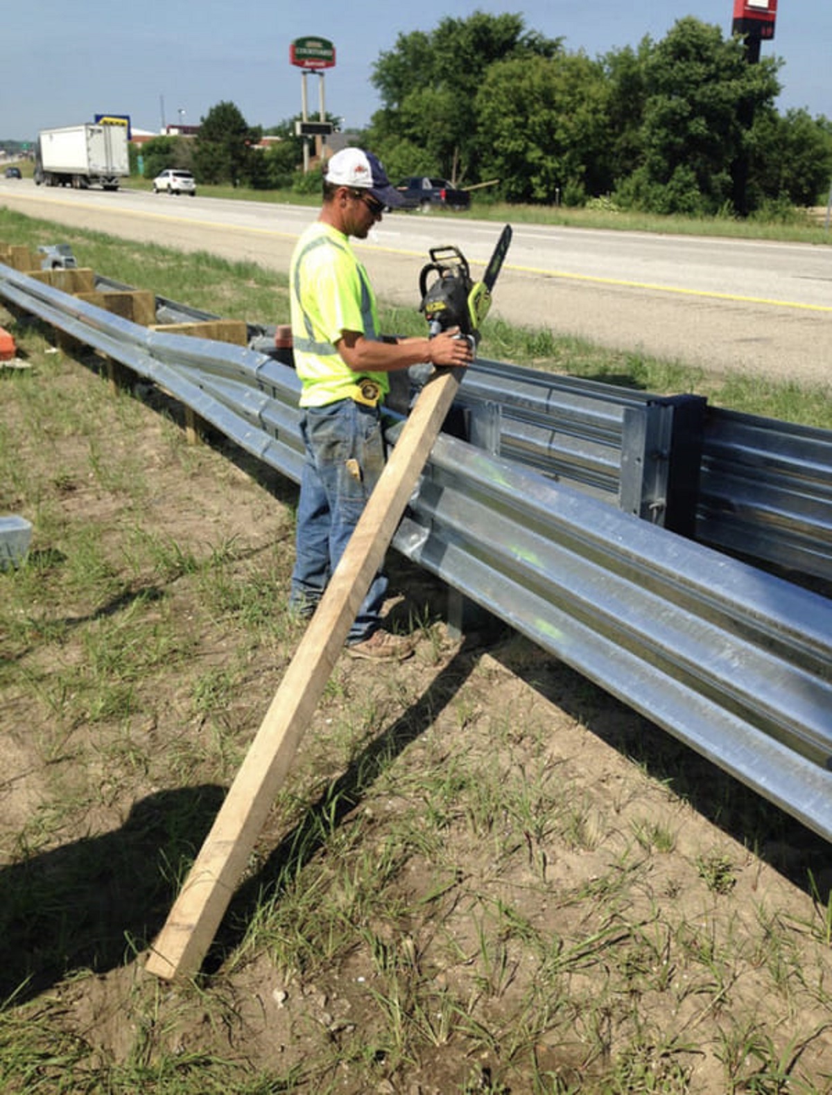 “So instead of renting a pole saw to cut the root that was in the way in their drilled shaft they decided to duct tape a chainsaw to a 4×4. That also means duct taping the throttle wide open along with duct taping the deadman switch.”