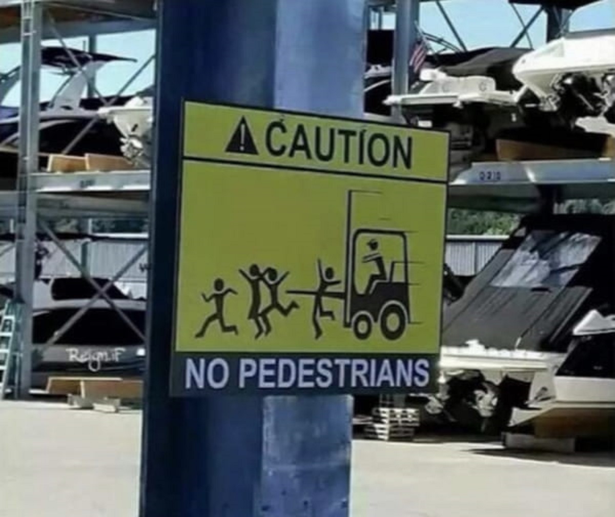 “Rules enforced via angry forklift”