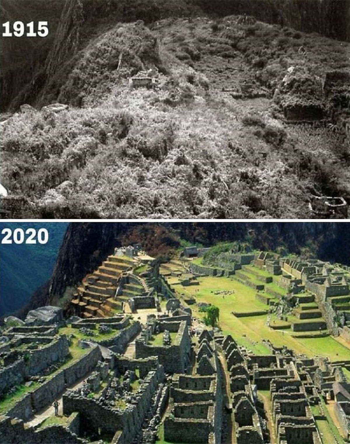 "Machu Picchu, Peru. 1915 & 2020"