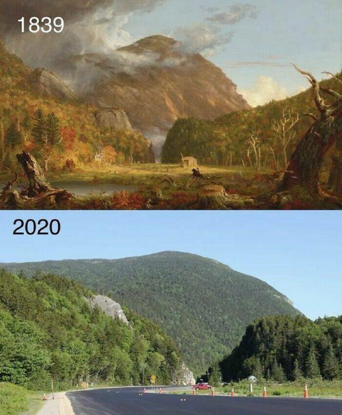 "Crawford Notch In New Hampshire, As Depicted In 1839 vs. Now"