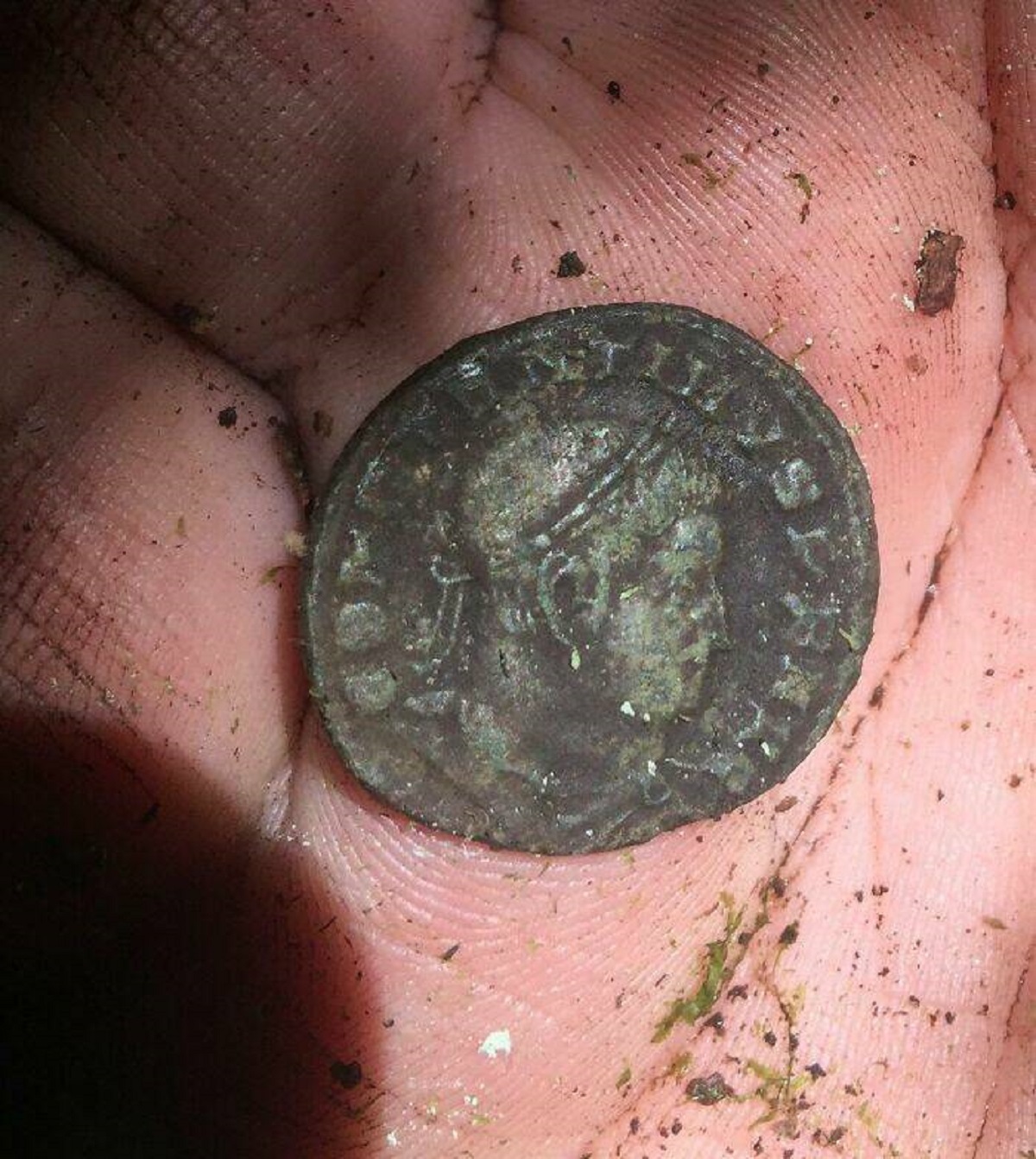 "I Found this Roman Coin In France While Metal Detecting (Bronze, ~AD 306-337). Emperor Constantine I, Minted In Trier (Treveri), Germany"