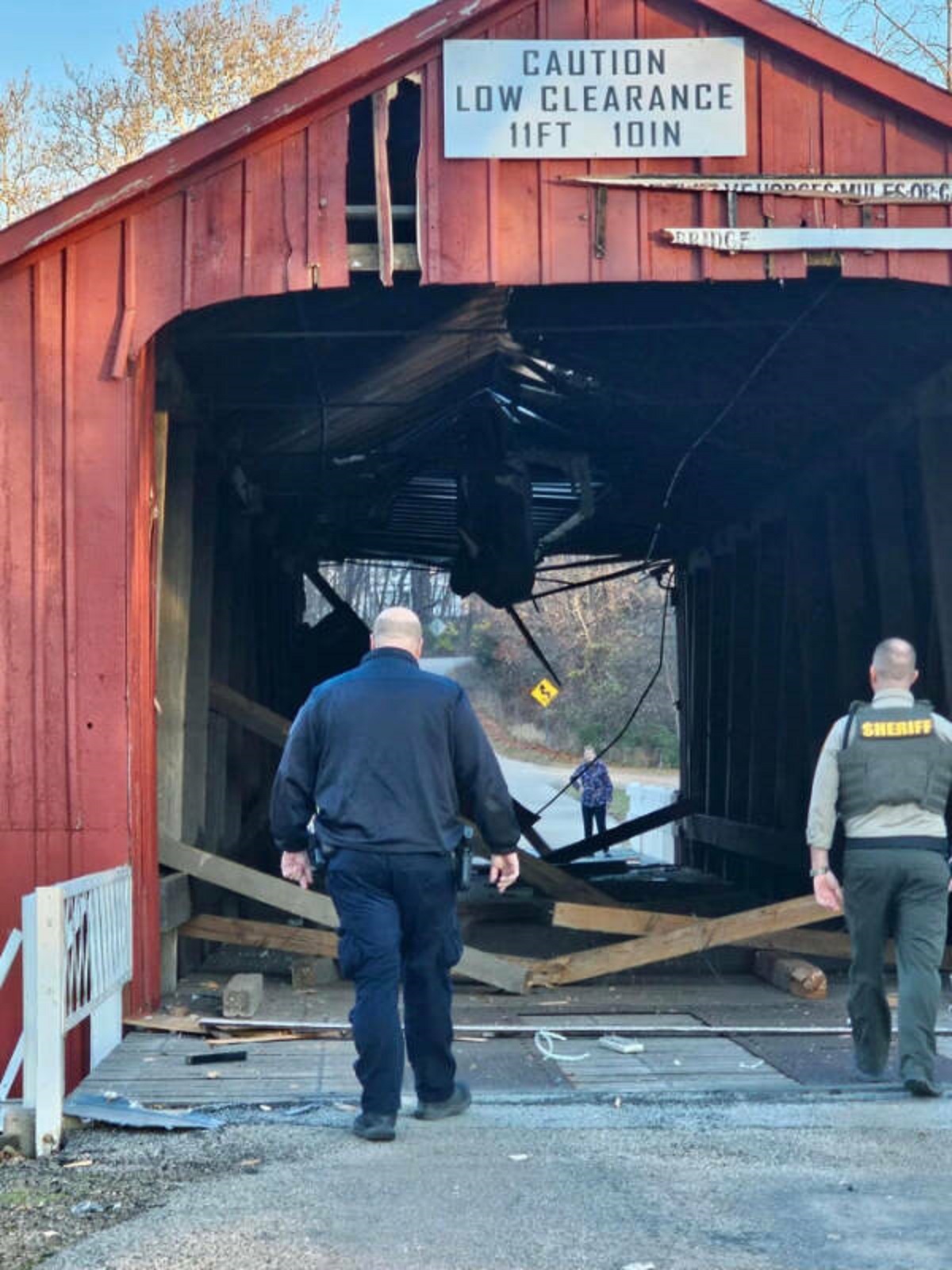 “A semi destroyed my town’s 160 year old covered bridge.”