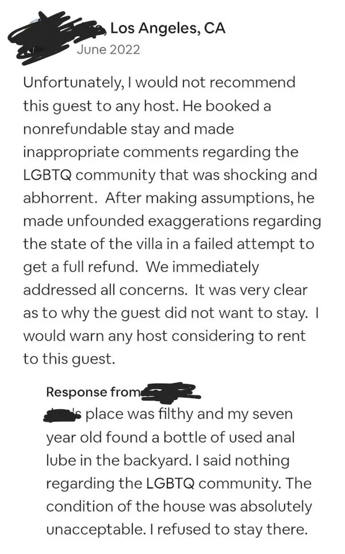 AirBnB host tries to slander me