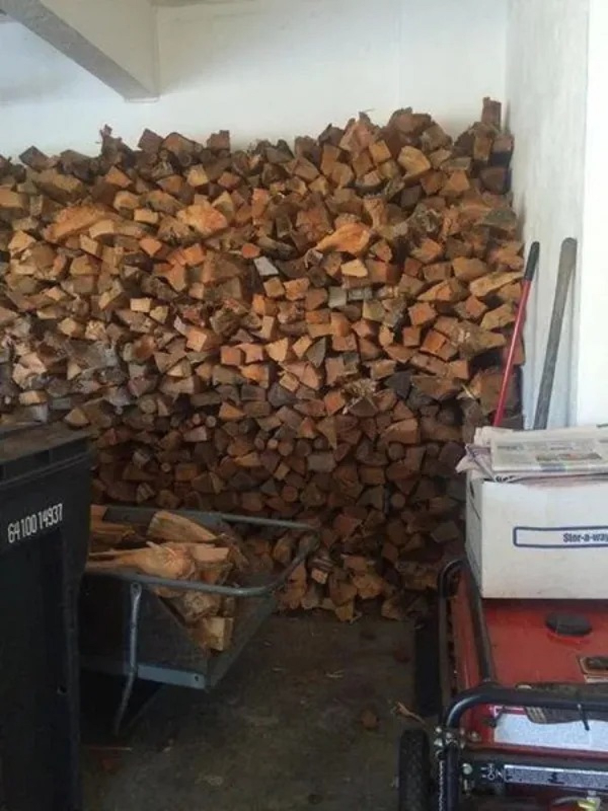 “Fuse blown and the circuit breaker is conveniently located behind this huge wall of firewood”