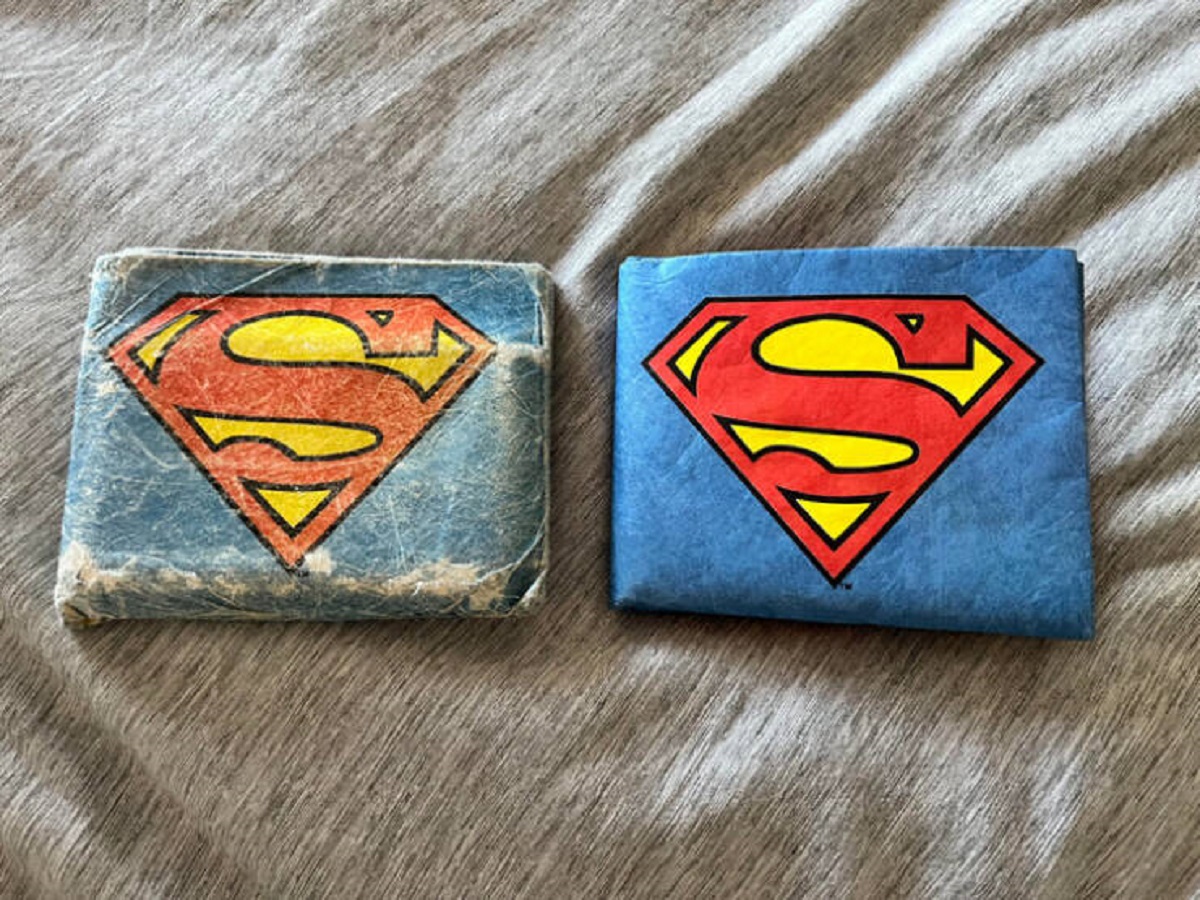 “18-year-old wallet next to brand new one”