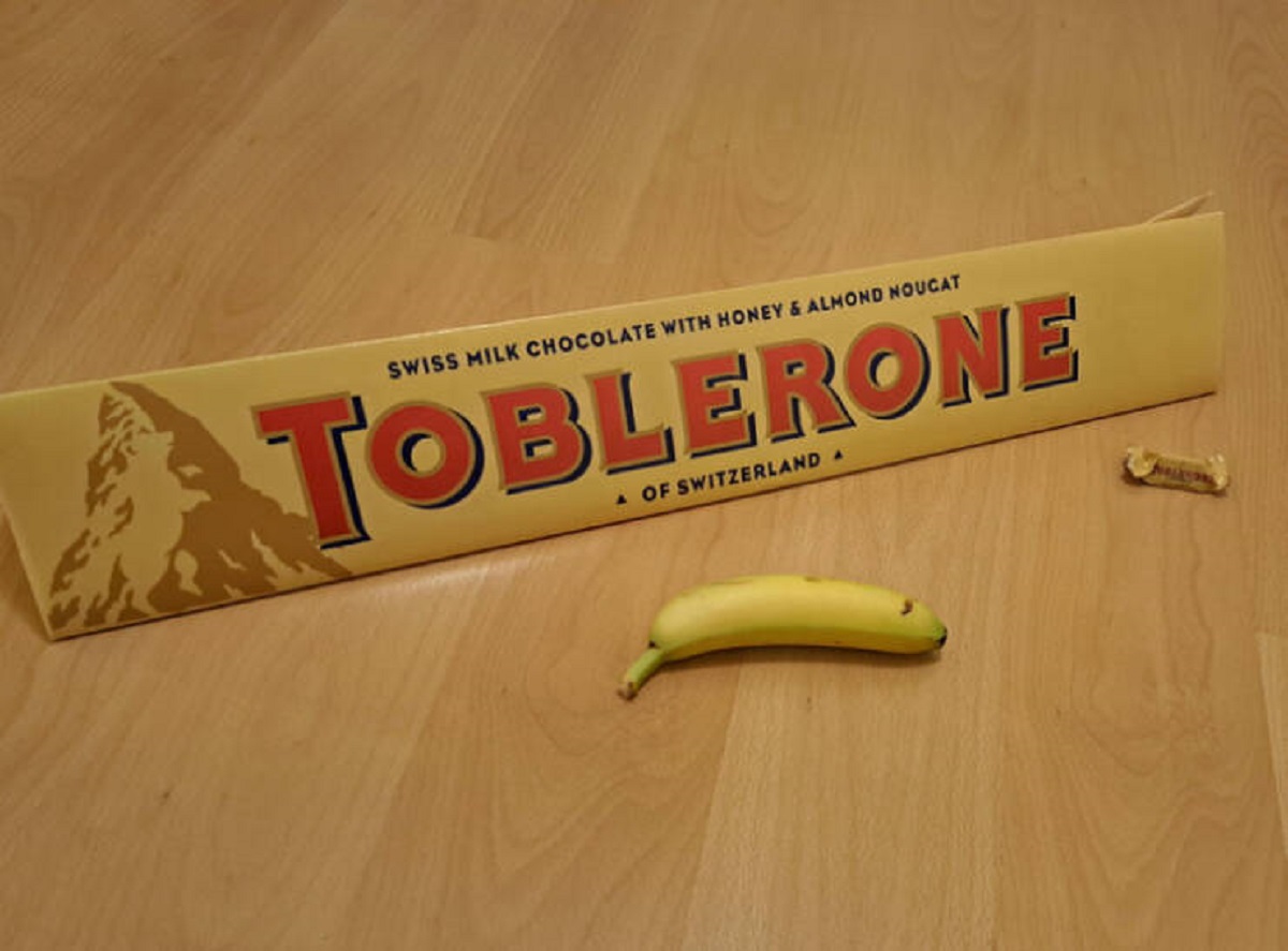 “This big Toblerone compared to a small one I bought.”