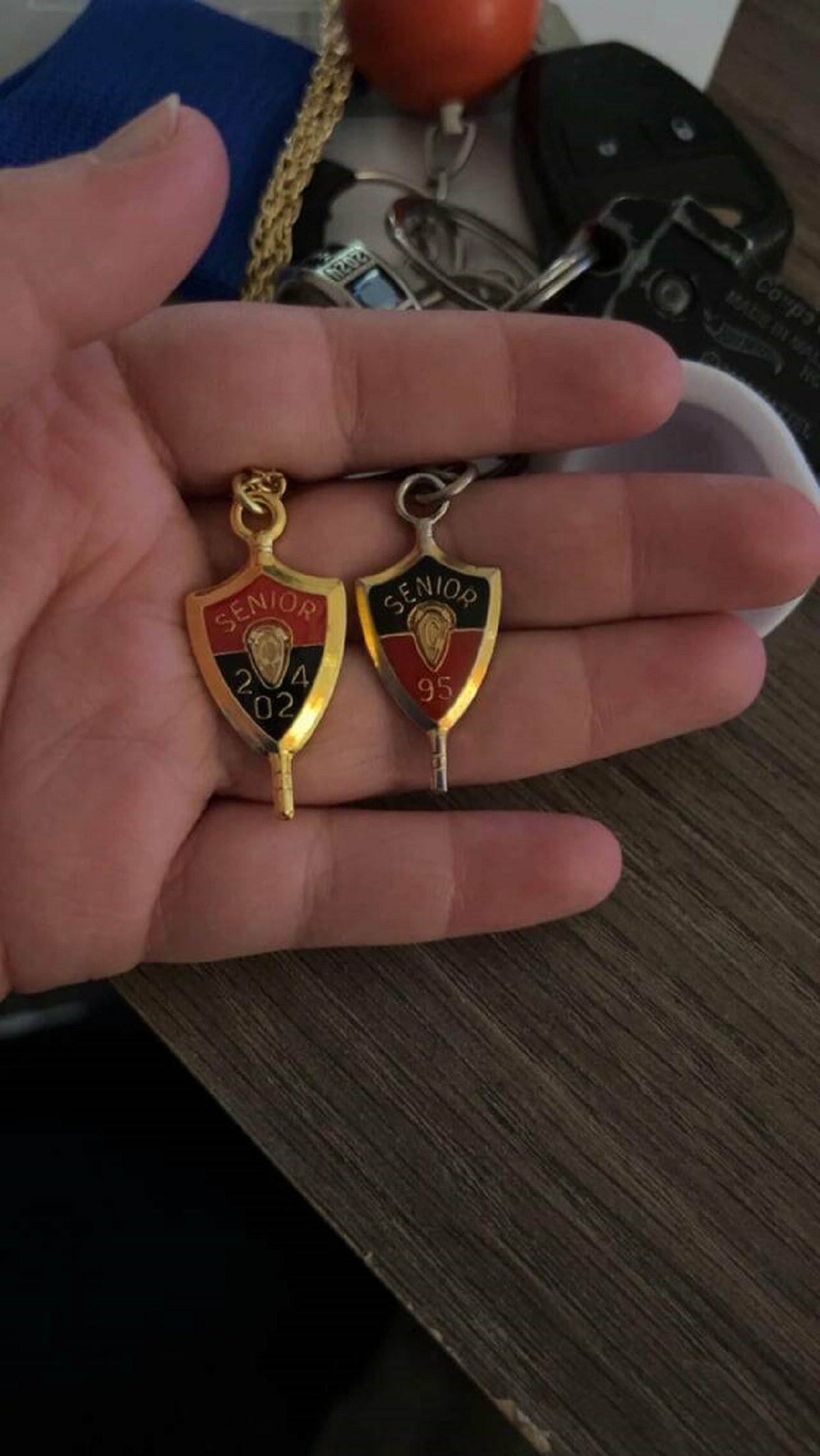 "Mine and my dads key necklace almost 20 years apart"