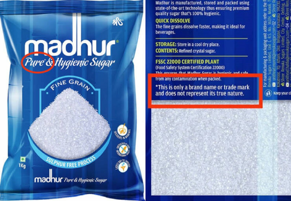 "Everything Is In A Name. This Is A Sugar Packet And The Company Announces That It's Pure And Hygienic"

"The sugar must be pure. But then I saw the little star on the "e" of the word pure. Turned over. The "pure" and "hygiene" are a part of its name and not the character of the product."