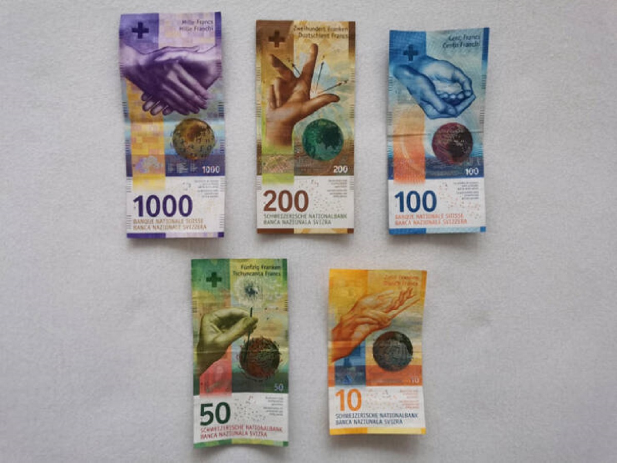 "Switzerland uses hand motives for its banknotes."