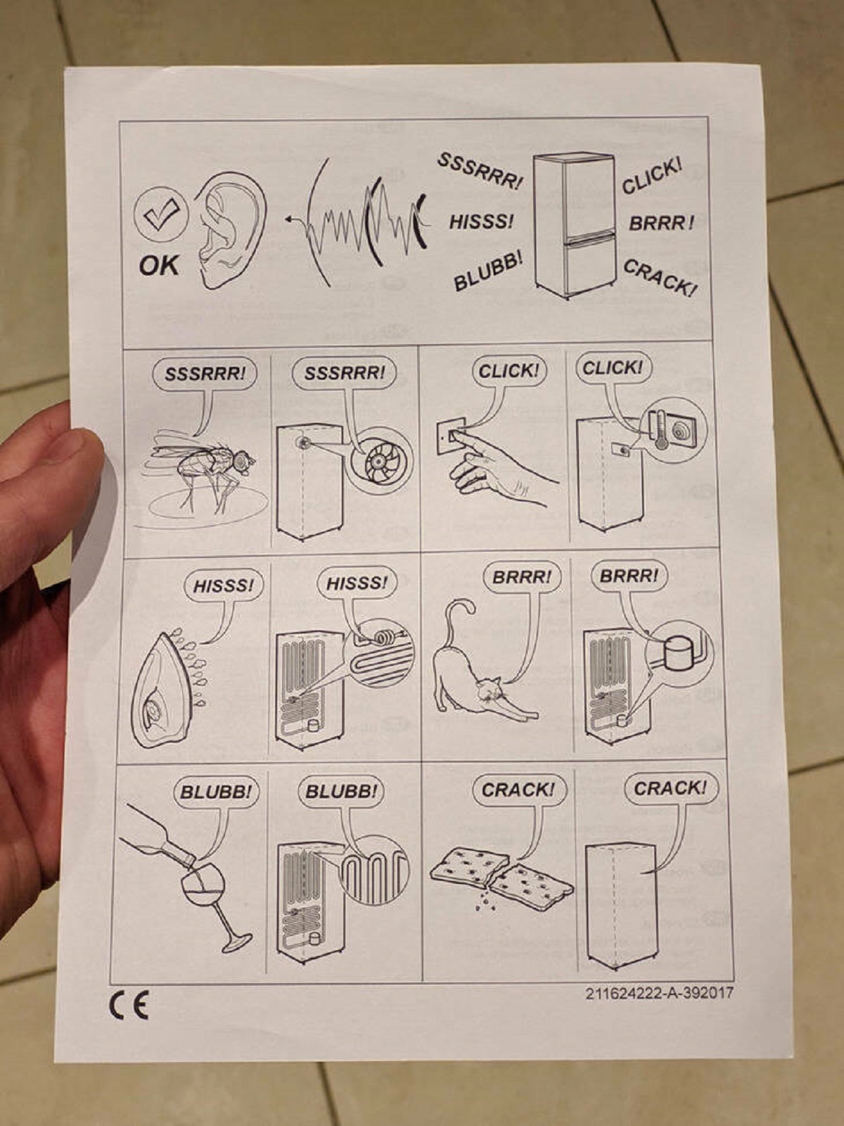 "Our fridge came with a description of the noises it might make."