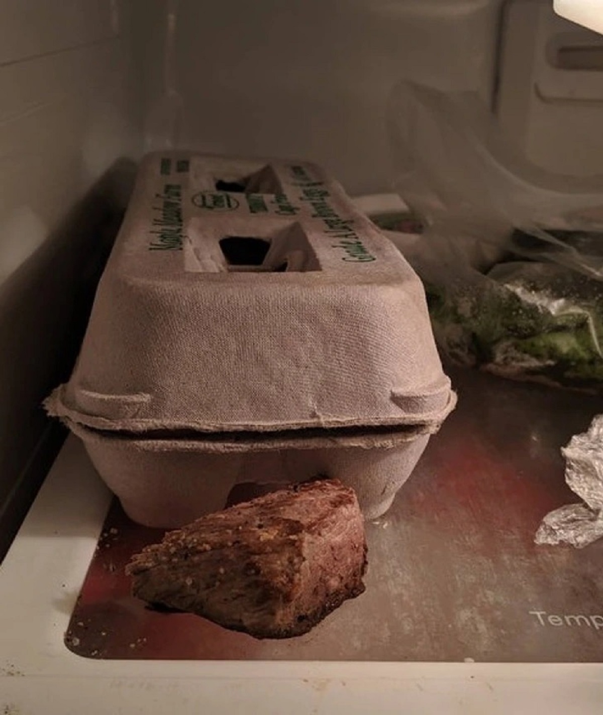 “The way my dad puts things away in the fridge — this is a piece of steak...”