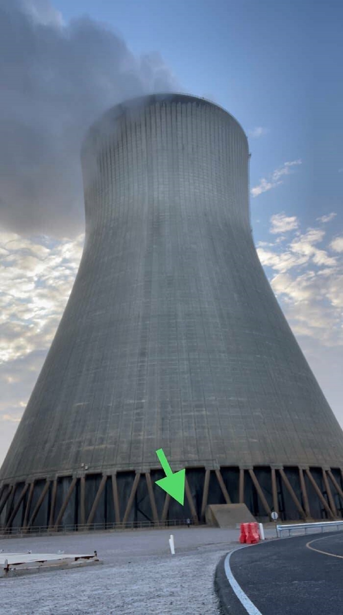 This is how big a nuclear cooling tower is compared to a person: