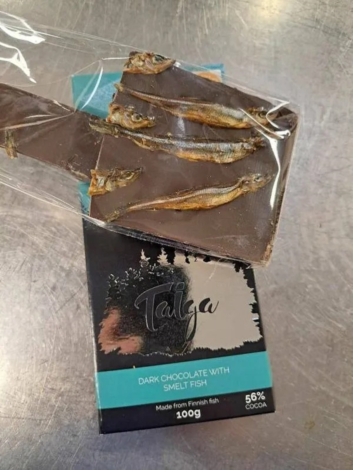 Tallga Dark Chocolate With Smelt Fish Made from Finnish fish 100g 56% Cocoa