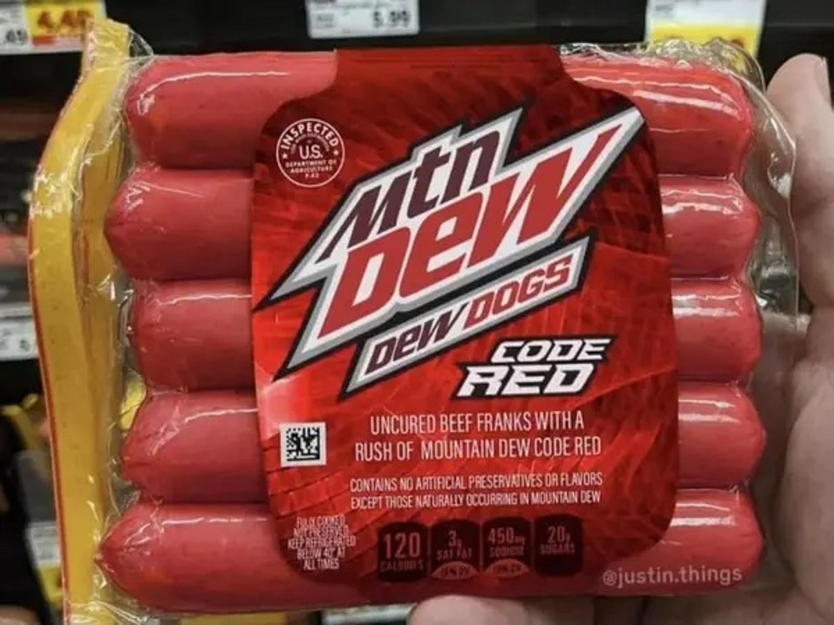 mountain dew dogs - 4.A Us Separtment O Agriculture 5.99 De Dew Dogs Code Red Uncured Beef Franks With A Rush Of Mountain Dew Code Red Contains No Artificial Preservatives Or Flavors Except Those Naturally Occurring In Mountain Dew Fully Comed Below 40 At