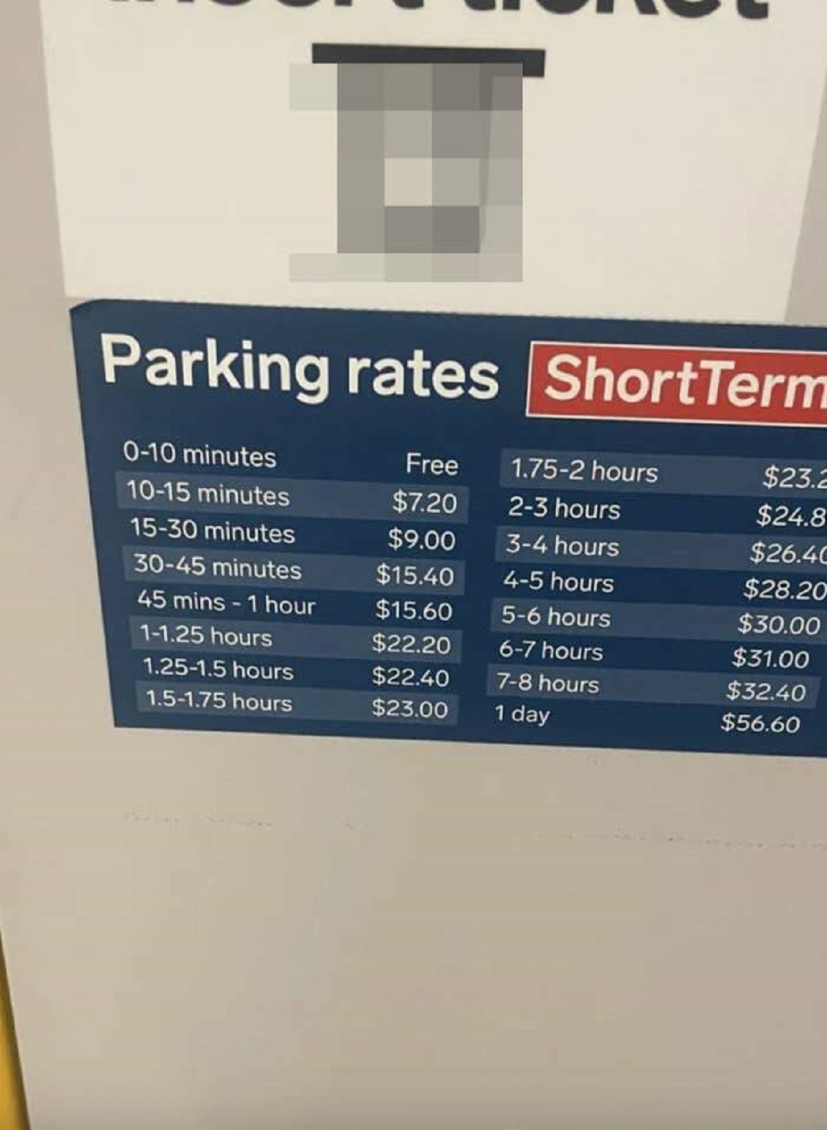 "$7.20 after 10 minutes at my local airport."