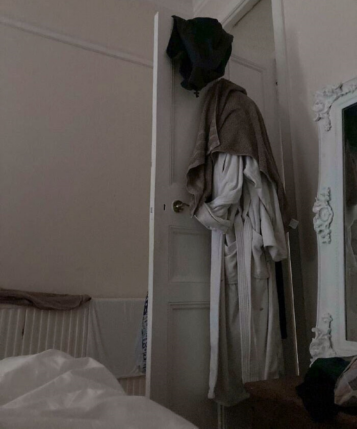 Woke Up Scared Stiff Last Night When I Noticed A Victorian Ghost Floating At The End Of My Bed. Took Me A Few Minutes To Realise It Was My Clothes On The Door