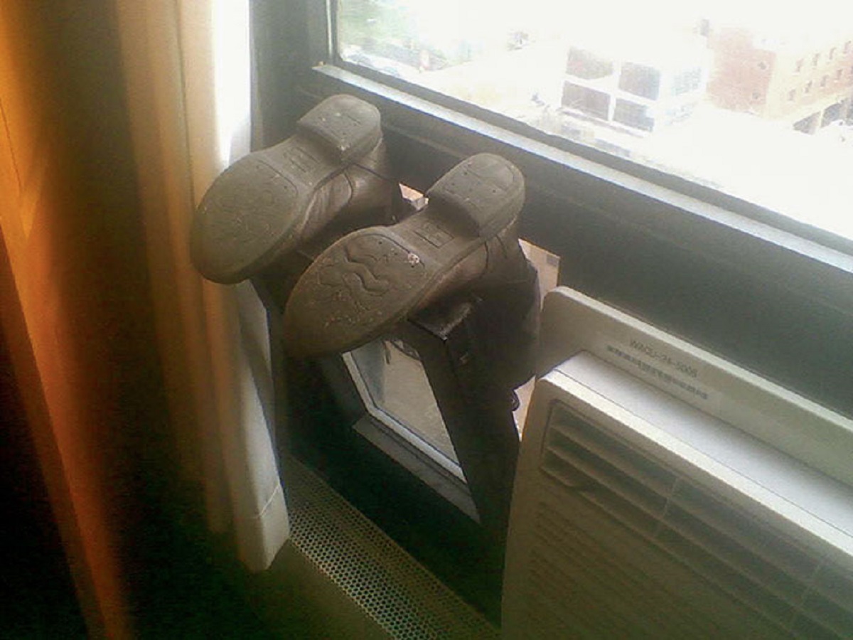 My Friend’s Way Of Drying Shoes Scared Me A Bit. I Thought She Was Hanging Out Her 11th-Floor Window