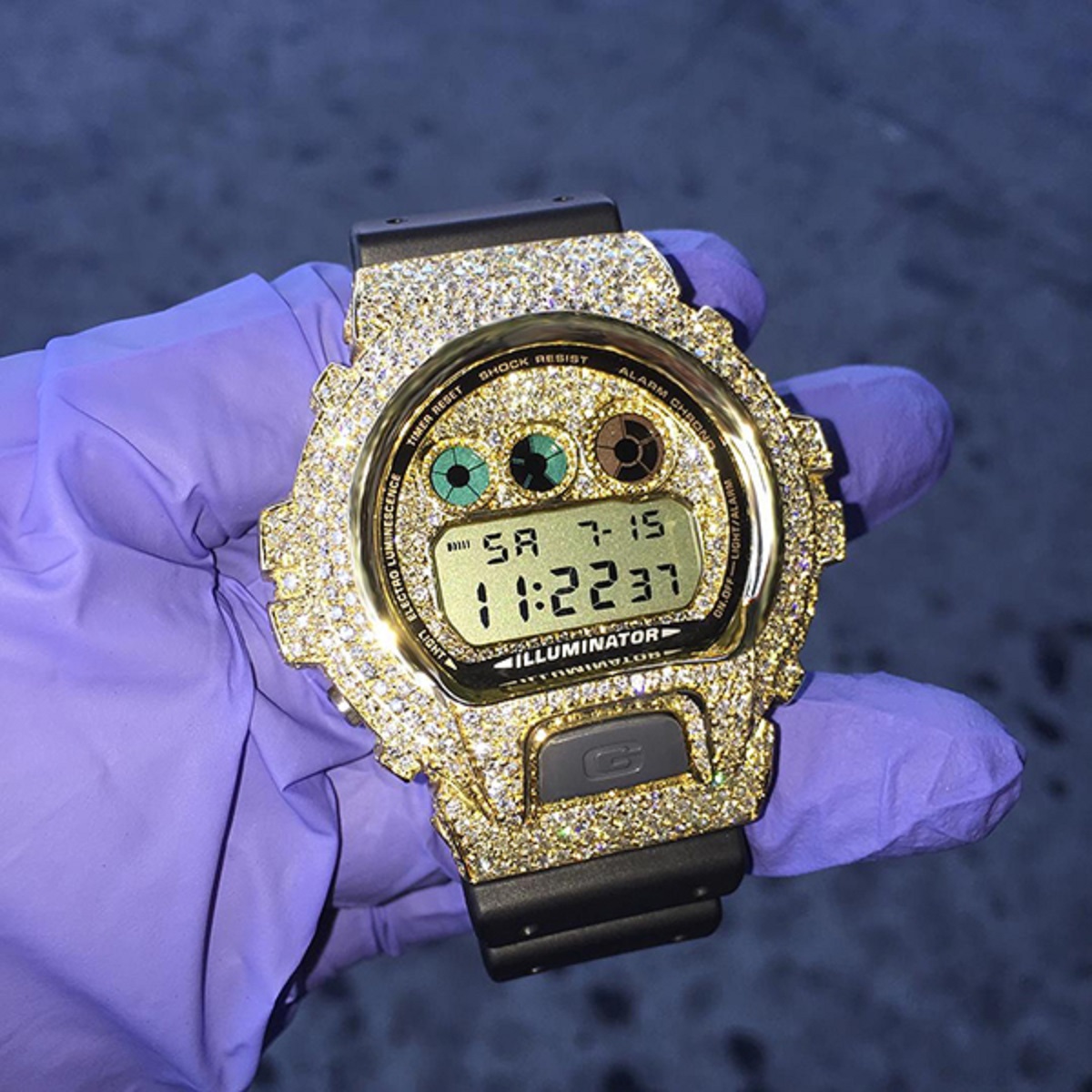 “$10K worth of diamonds on a $10 watch. Of course.”