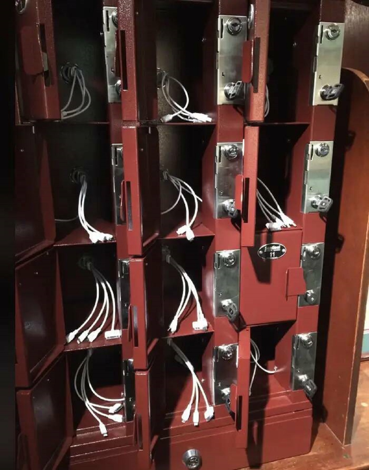 I have seen this before, but I still think every bar should have an area to charge your phone (and lock it safely up in case you can't keep an eye on it). Yes, I am that person who has begged the bartender to borrow their charger before.