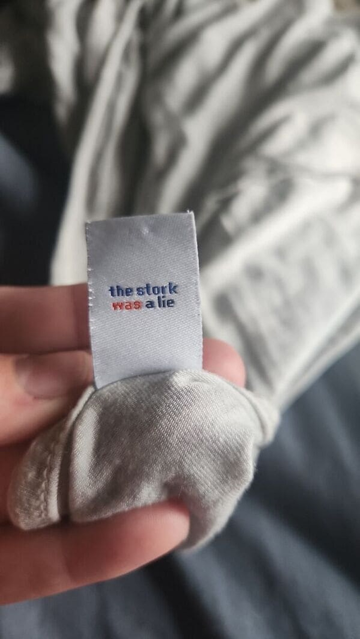 “On The Inside Tag Of A Maternity Shirt.. The Stork Was A Lie”