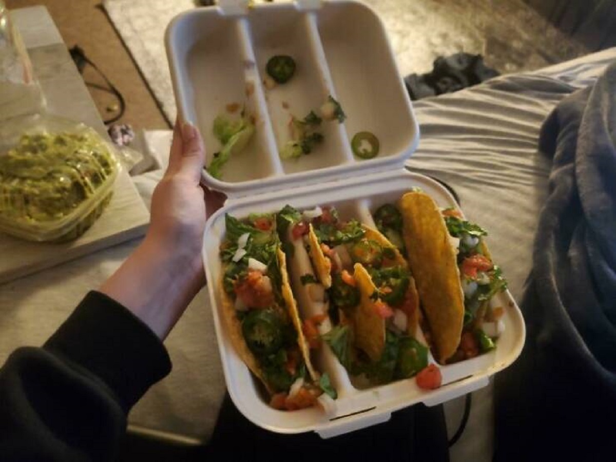 "My 3 Tacos Came In A Container That Was Made To Hold 3 Tacos Upright"