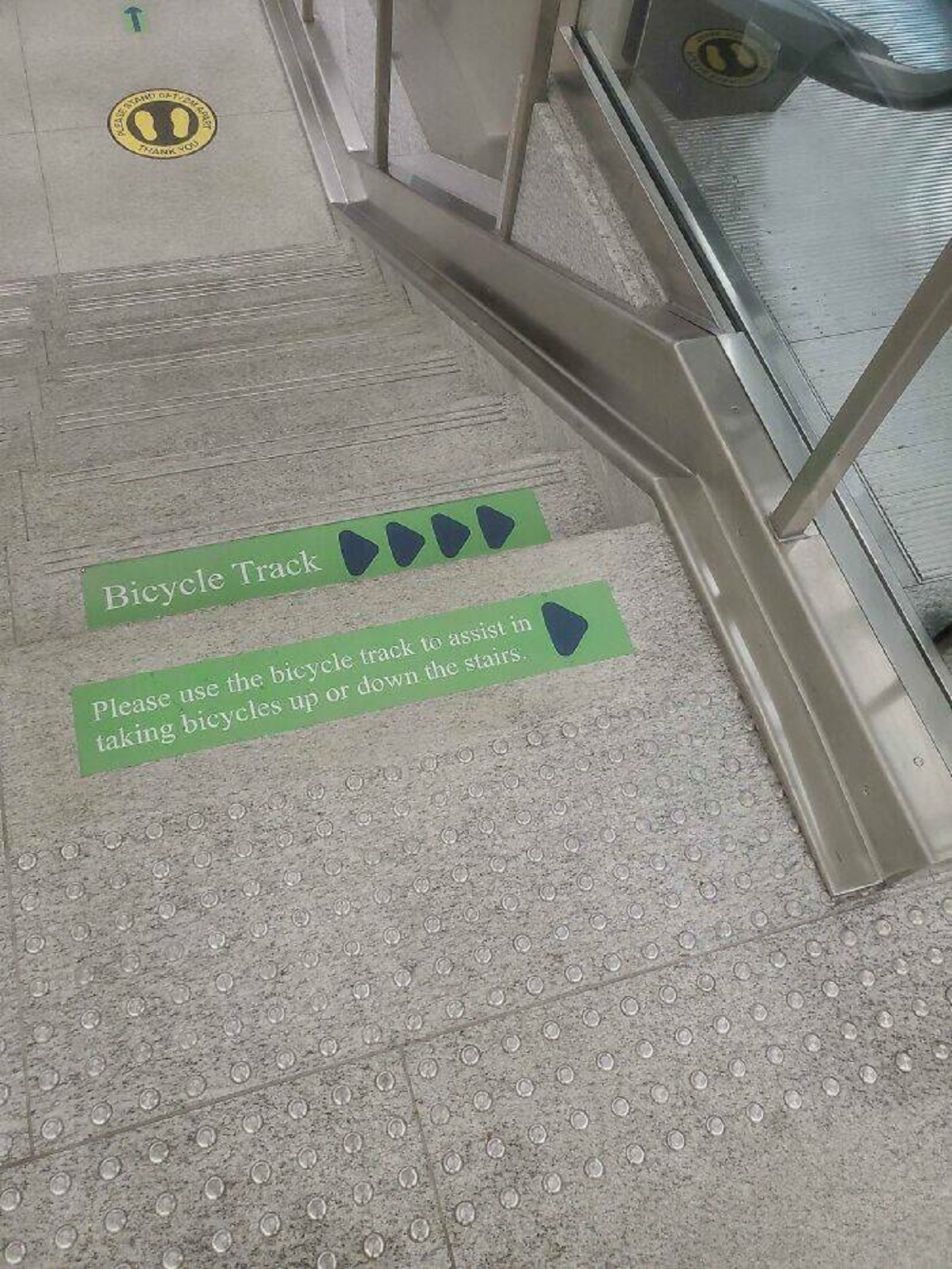 "This Track To Help People Bring Their Bikes Up Or Down Stairs"