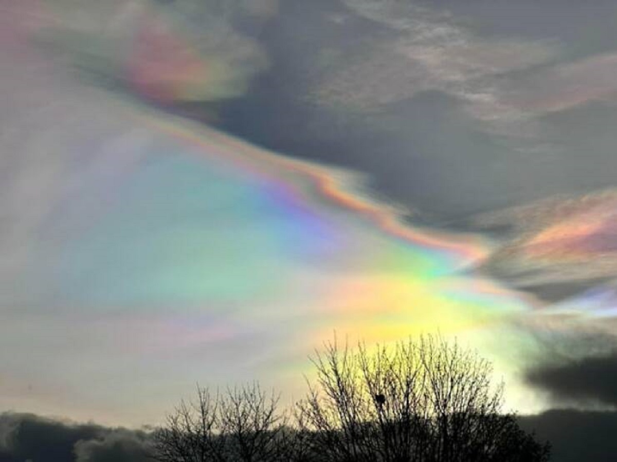 "Rainbow clouds all over the UK this morning"