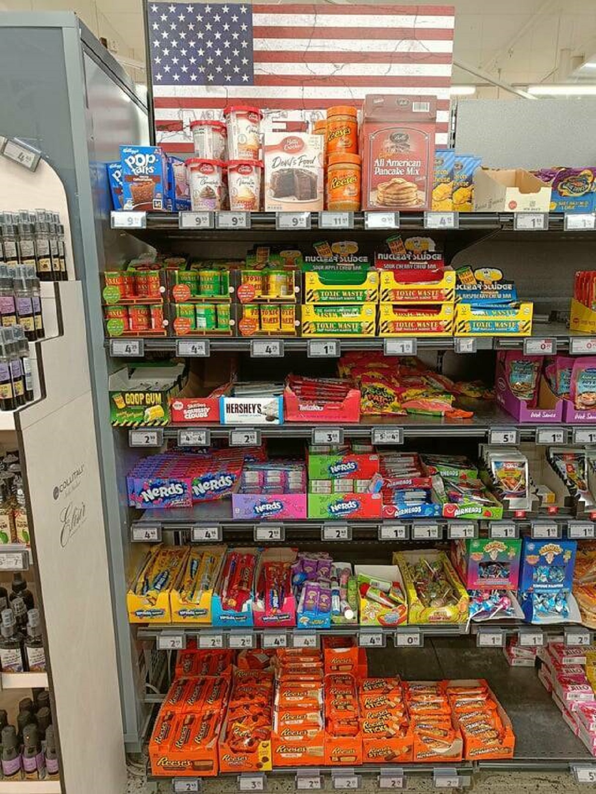 "The "Made in USA" section at a Finnish supermarket"
