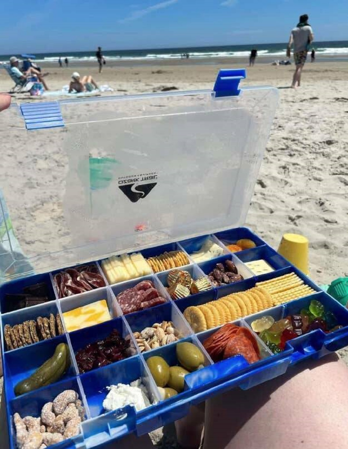 "Turn your tackle box into a snackle box. It's perfect for a day trip."