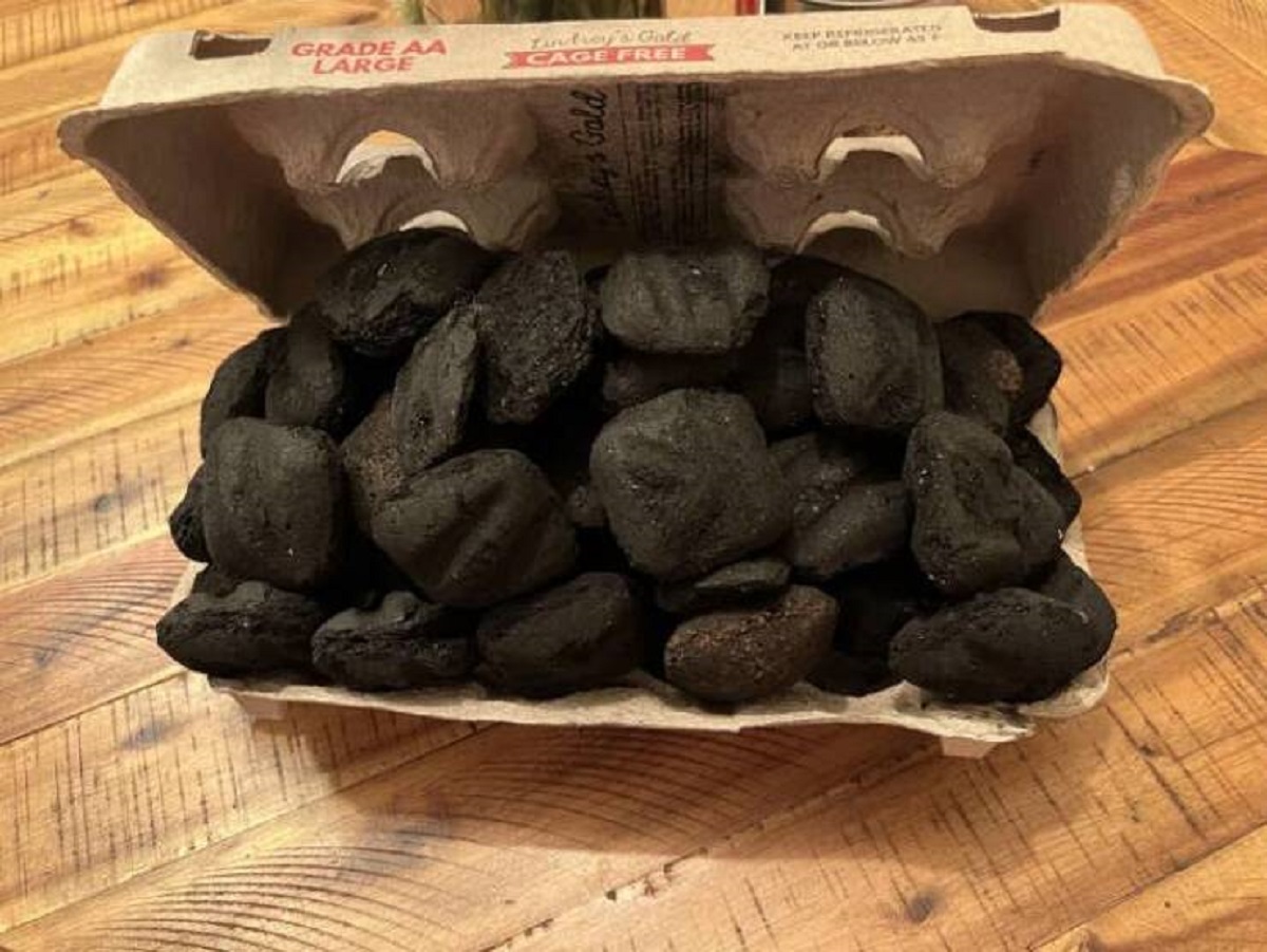 "Reuse your egg cartons to build up charcoal pyramids for the BBQ. Just light it on fire at the edges to get it going!"