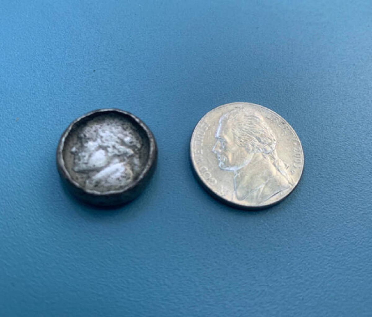 “My uncle’s nickel from the 60s that he would bounce on a concrete floor during one of his first jobs to pass time.”