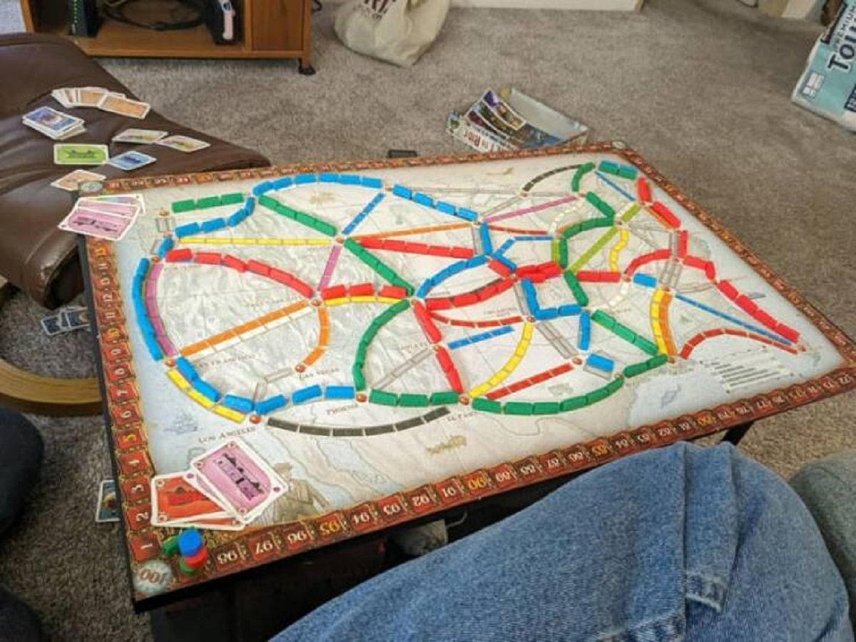 "Just had a three-way tie at exactly 99 points on Ticket to Ride"
