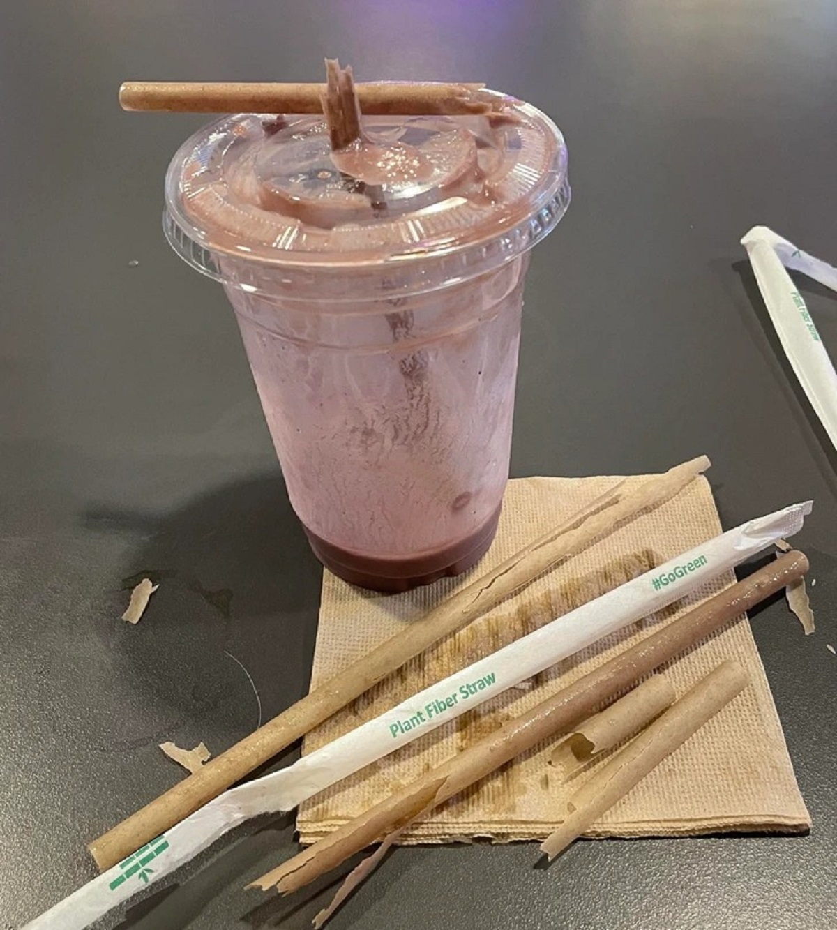 “Third straw down and still not finished with my smoothie...”