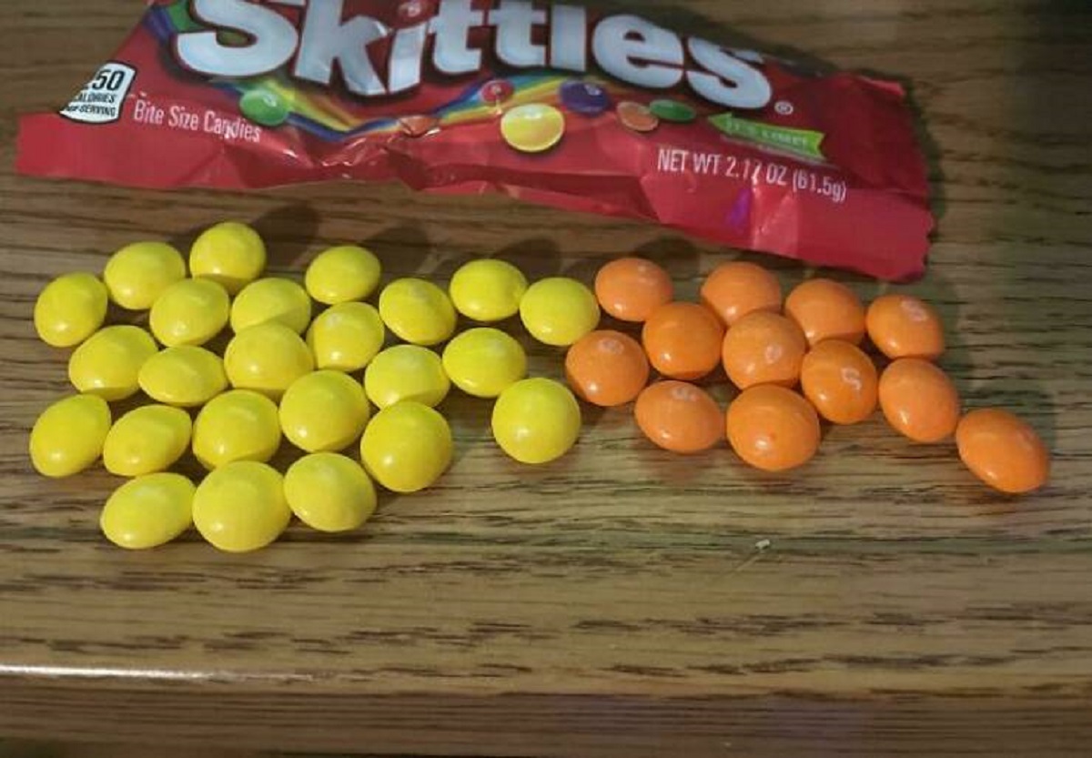 "I Only Got Orange And Yellow Skittles, Somehow"