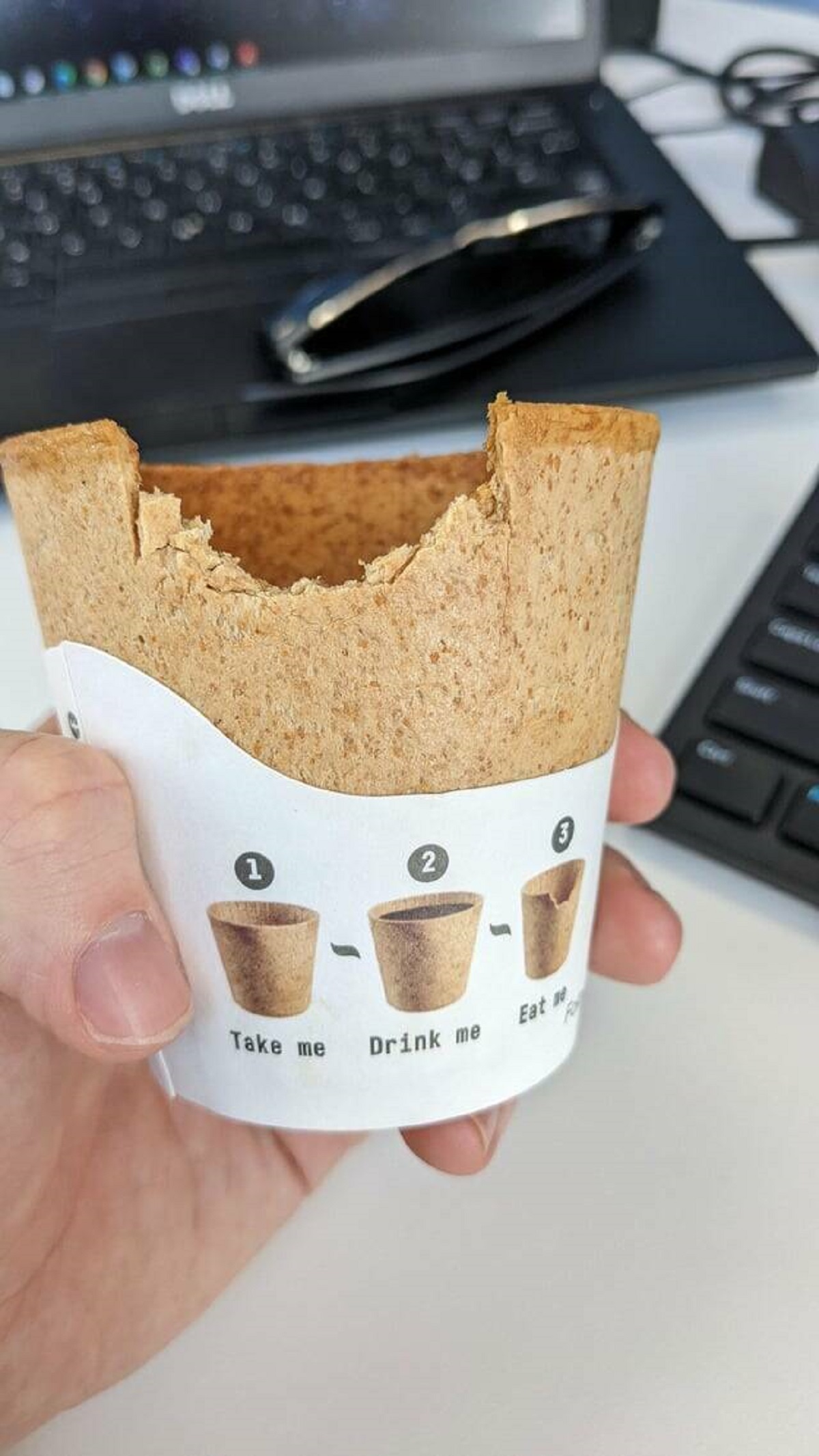 "My coffee cup is edible"