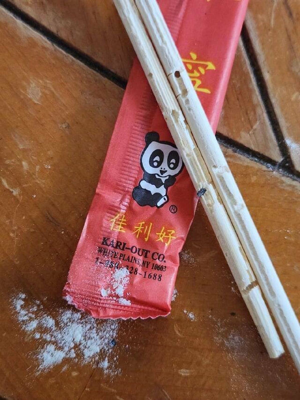 "A bug ate through my chopsticks while in the package and is still in the wood!"