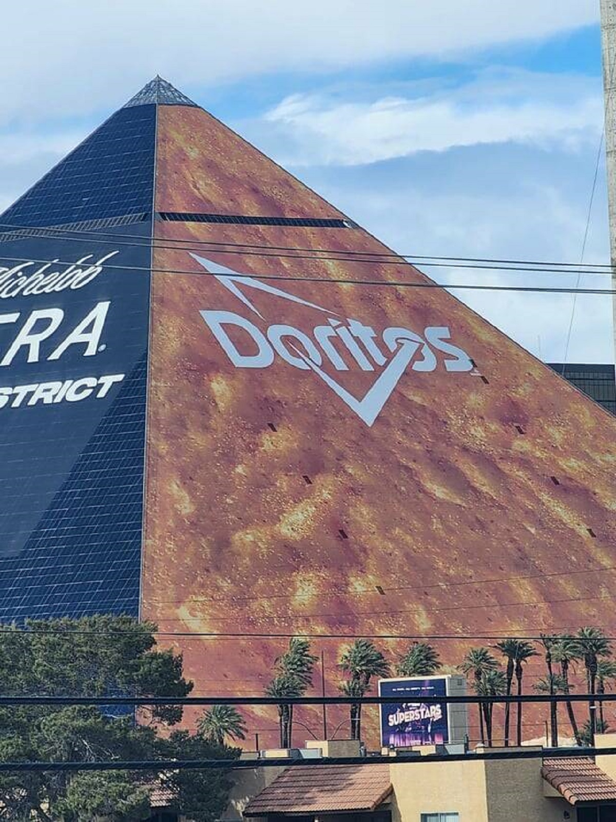 "They made one side of The Luxor into a Doritos chip"