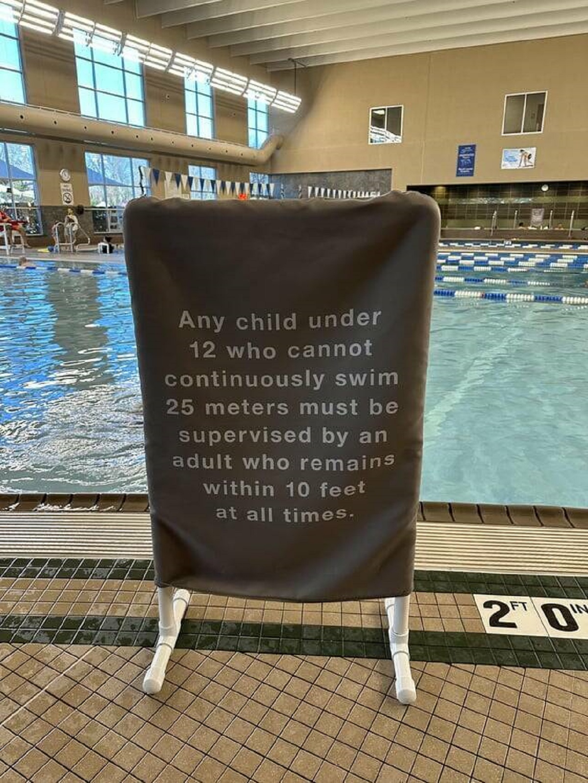 water - Any child under 12 who cannot continuously swim 25 meters must be supervised by an adult who remains within 10 feet at all times. Led 2 0
