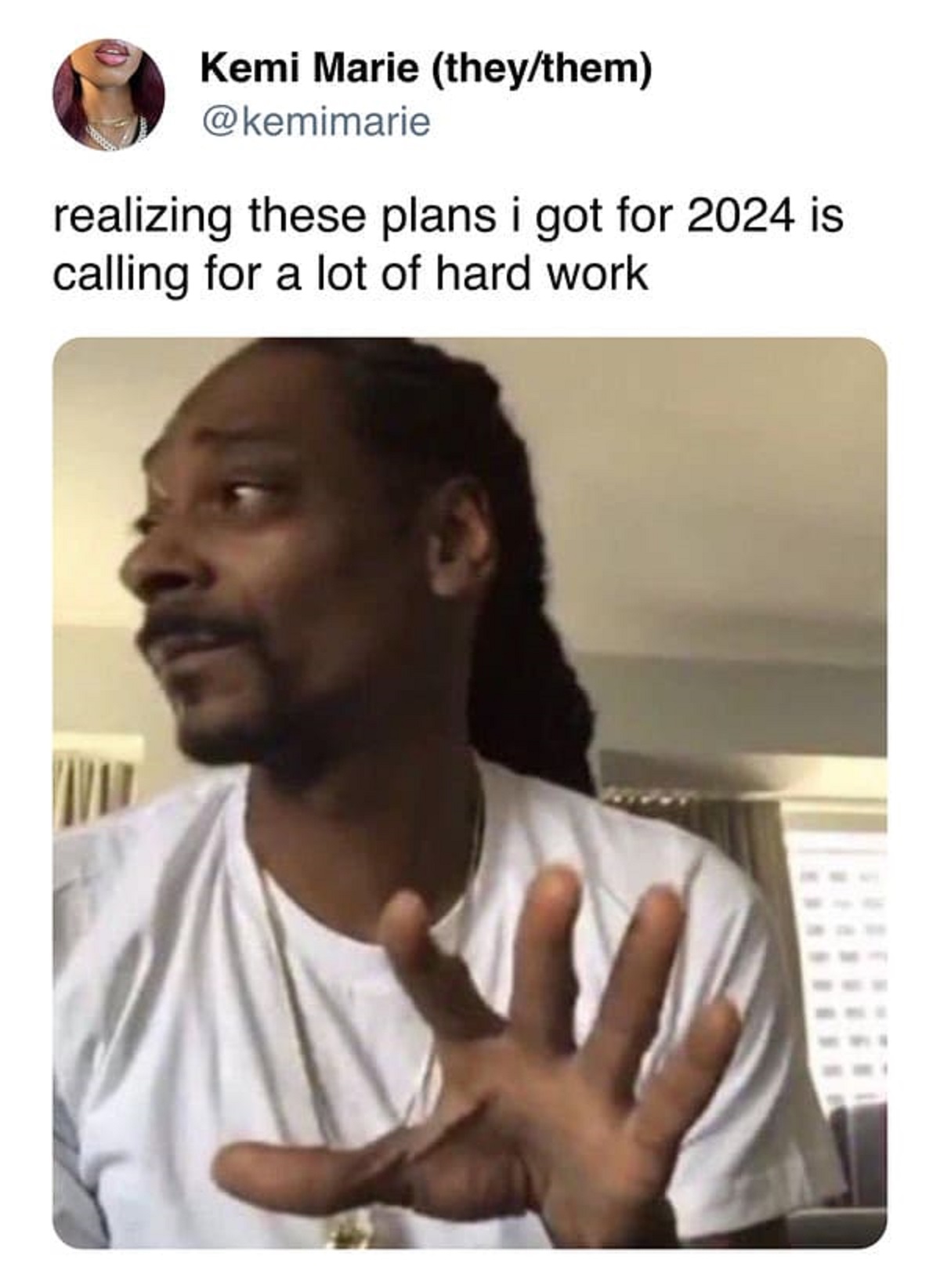 photo caption - Kemi Marie theythem realizing these plans i got for 2024 is calling for a lot of hard work