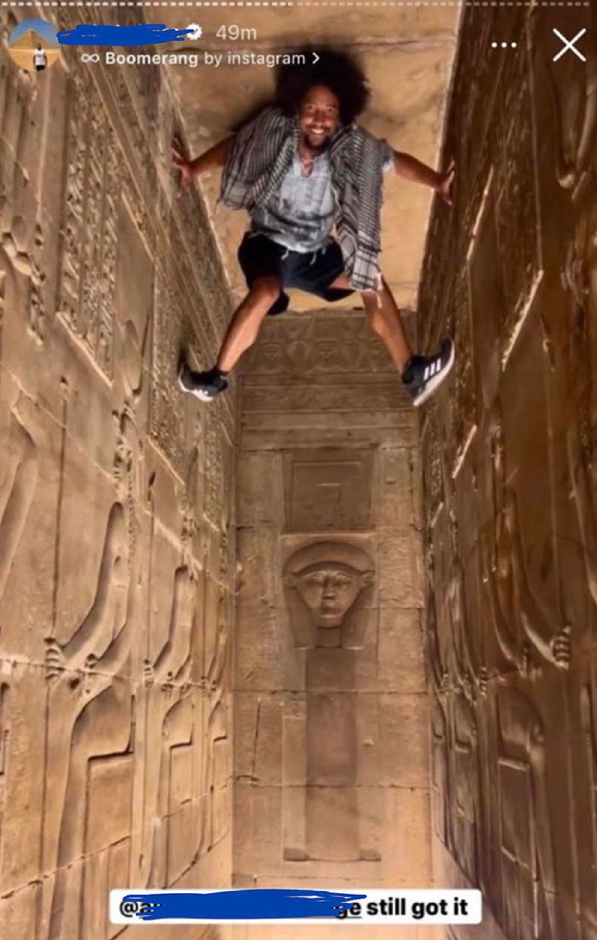 Tourist Scales Ancient Egyptian Antiquities