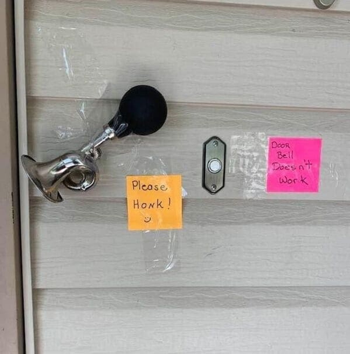 “My family’s doorbell stopped working a week or so ago. We had to improvise.”