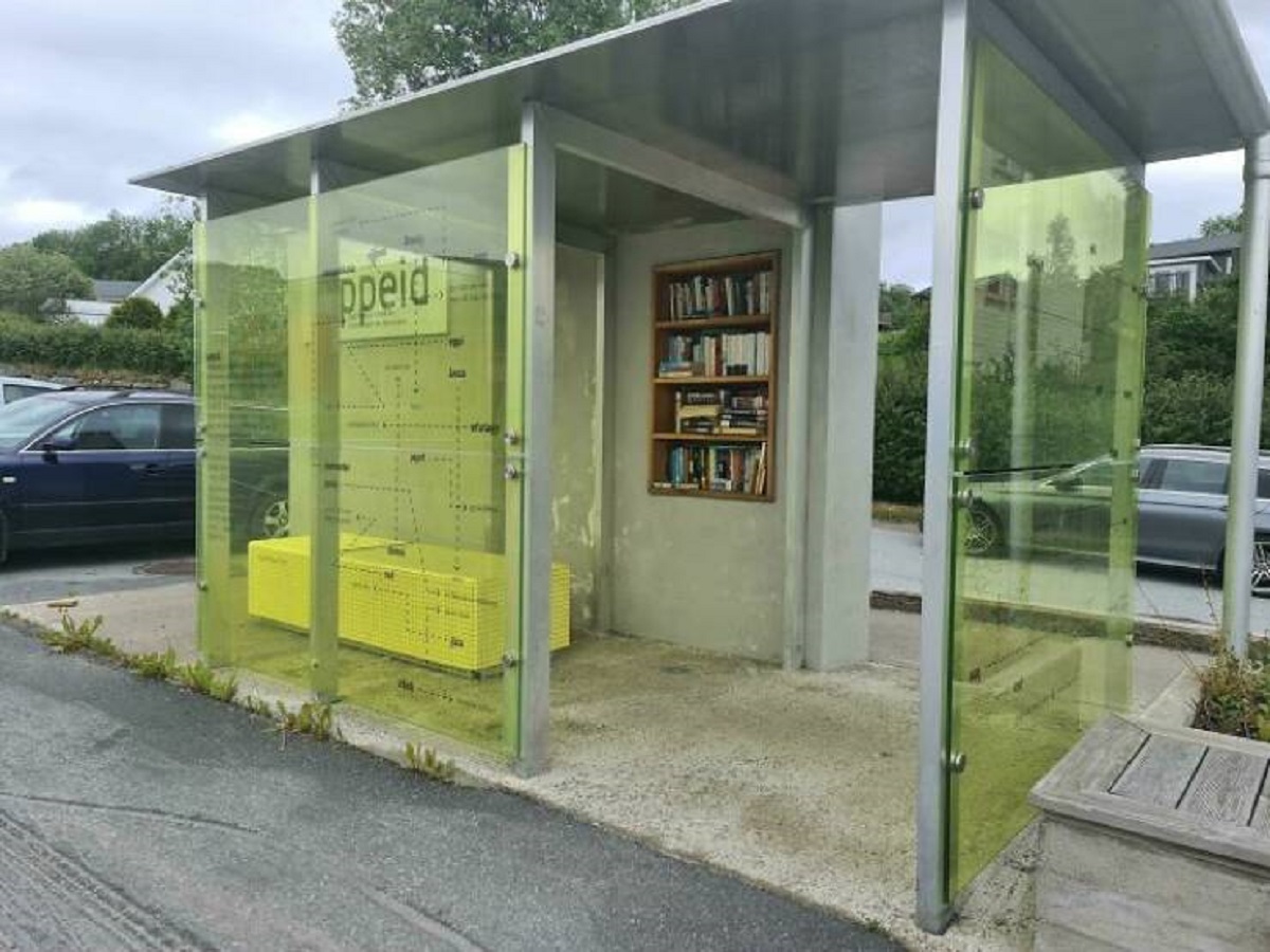 "Bus Stop In Norway With Books You Can Read While You Wait"