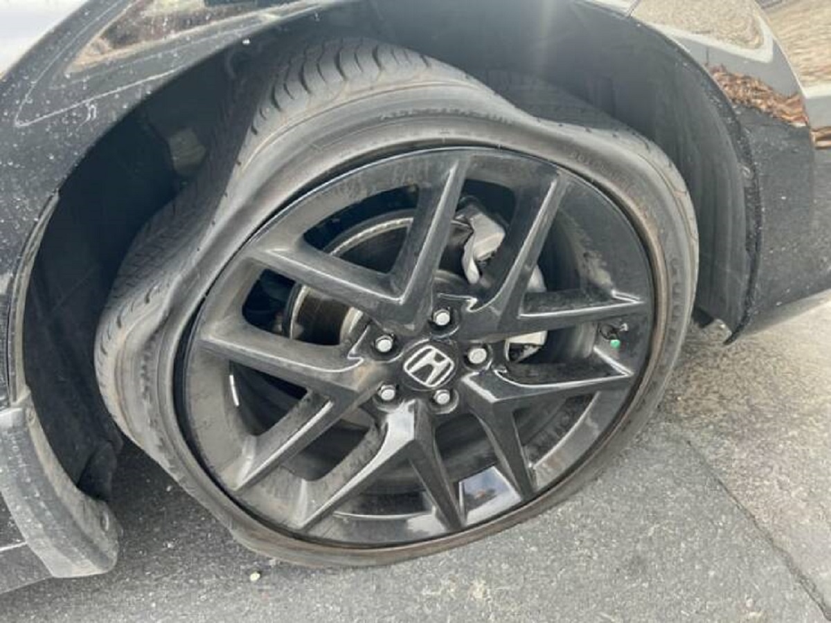 "I hit a pothole on my way to work this morning."