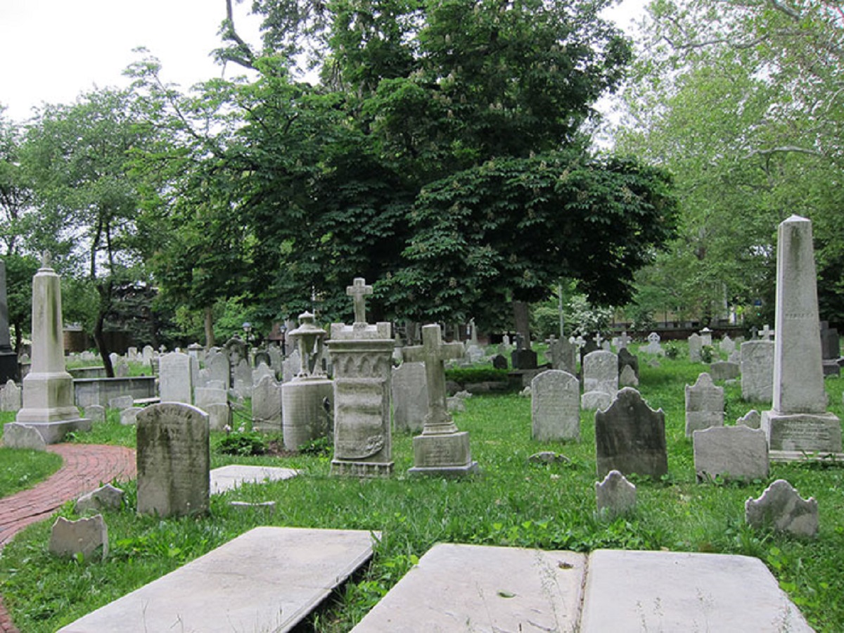 The difference between a cemetery and a graveyard is that a graveyard is either attached to a holy place like a church or monastery/Temple or on the same land owned by said place, while a cemetery is a secular or generic term for any and all other burial places that accommodate the dead.