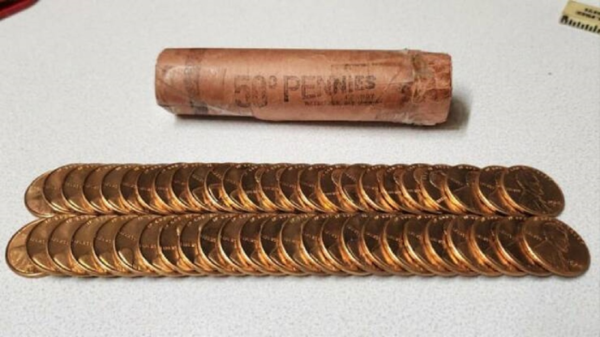 "My bank gave me a roll of brand new pennies from 1964"