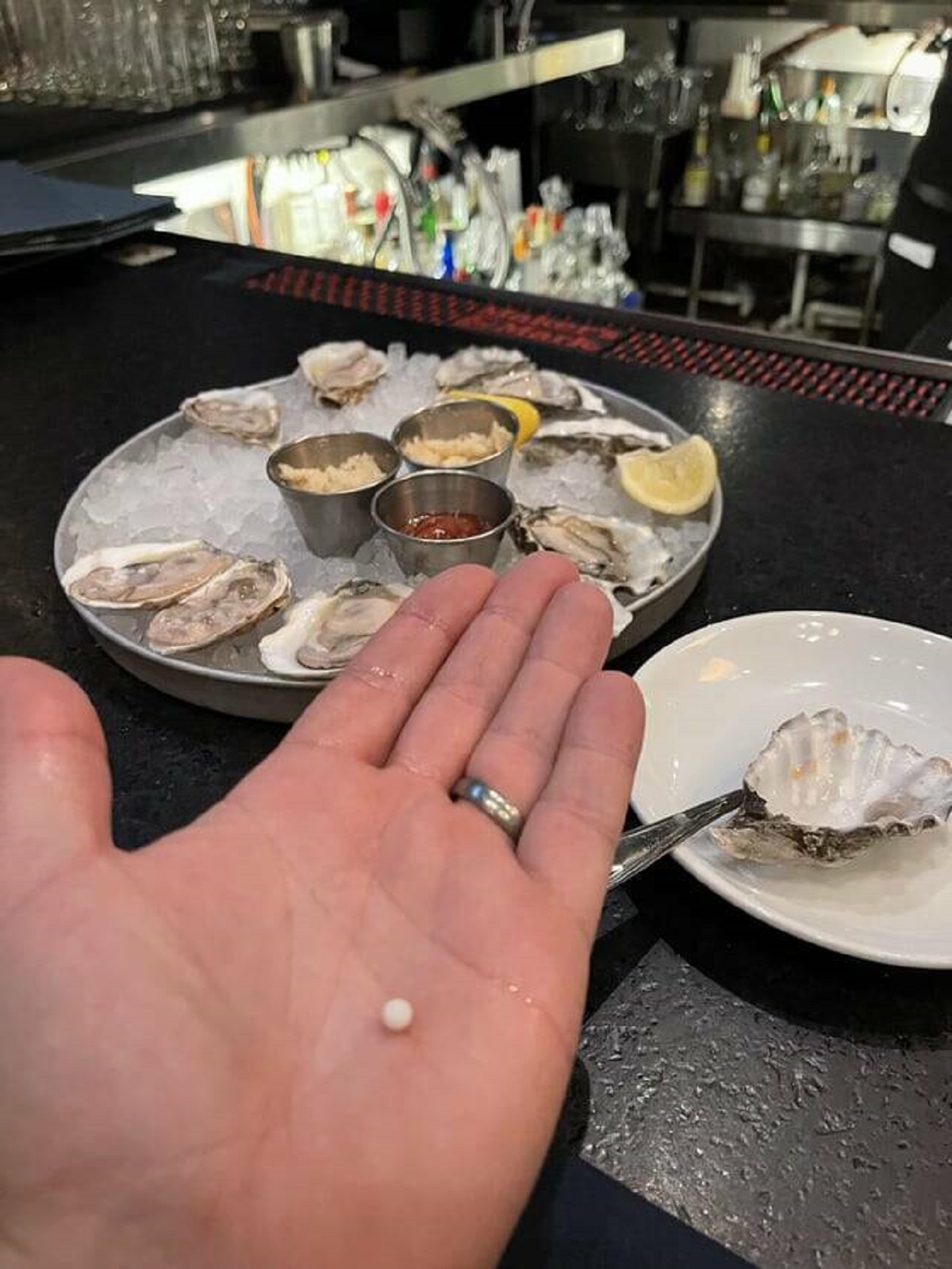 "Found a pearl in my oyster last night"